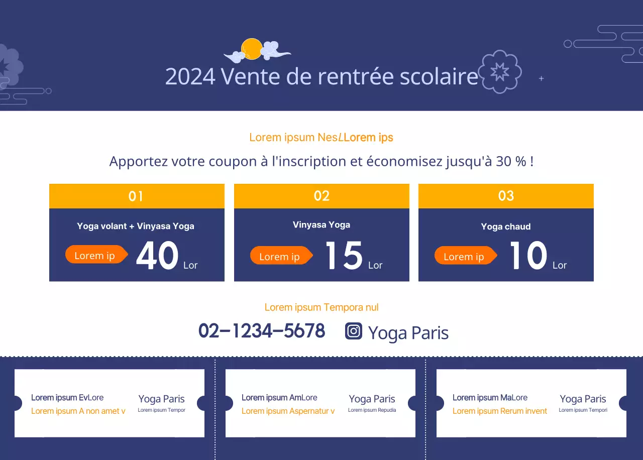 Calendriers orange à distribuer lors de la promotion de votre studio de yoga