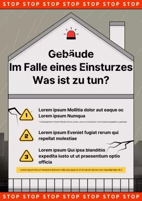 Tipps für den Umgang mit einer Katastrophe Einsturz mit einem Haus Illustration Hintergrund