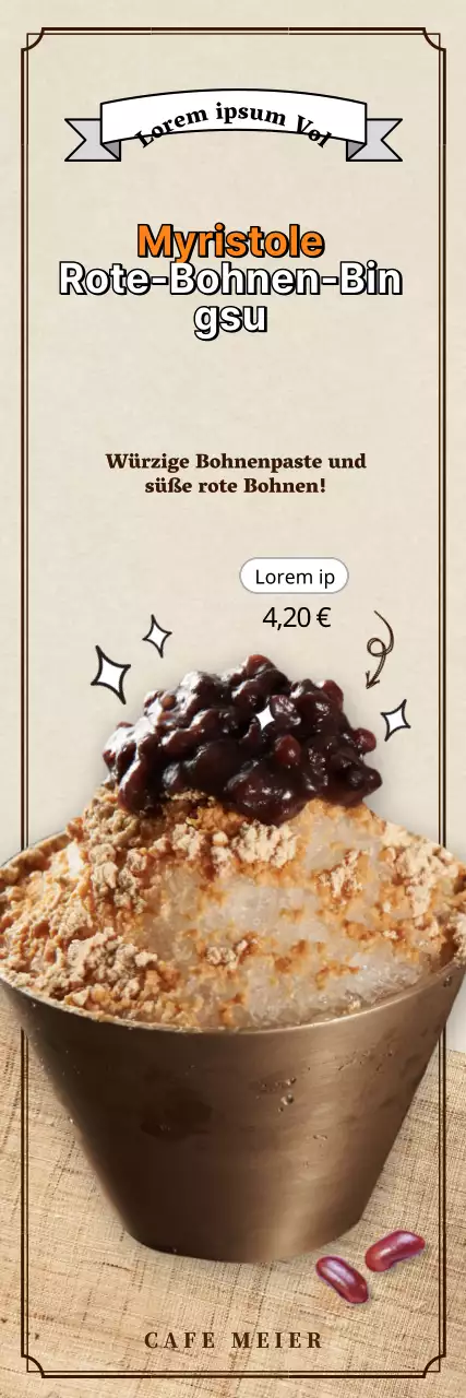 Glänzend braun und beige rote Bohne rasierte Eis Latte Cafe Menü-Banner
