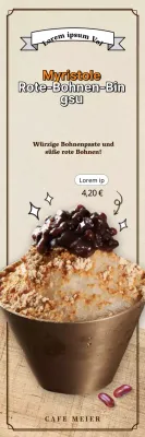 Glänzend braun und beige rote Bohne rasierte Eis Latte Cafe Menü-Banner