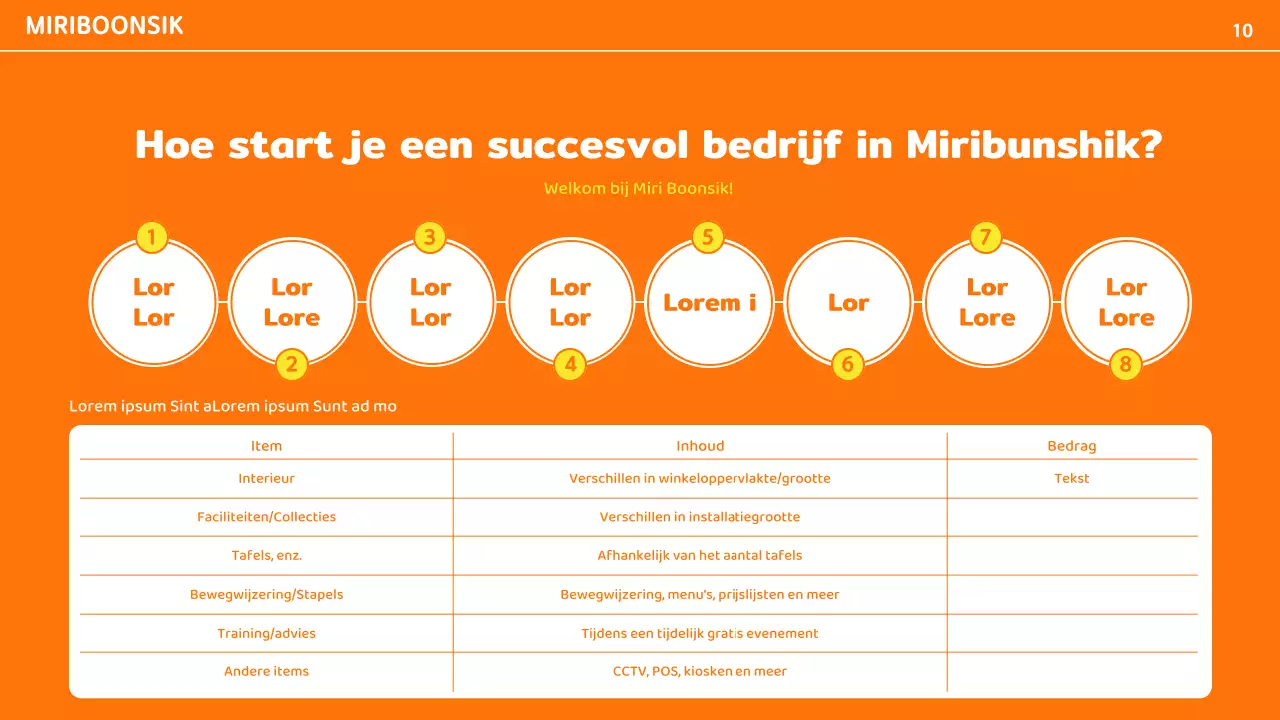 Catering bedrijfsprofiel met oranje en gele kleuraccenten en fotolay-out