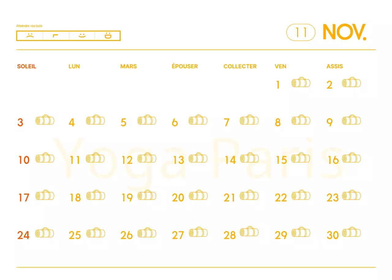 Calendriers orange à distribuer lors de la promotion de votre studio de yoga