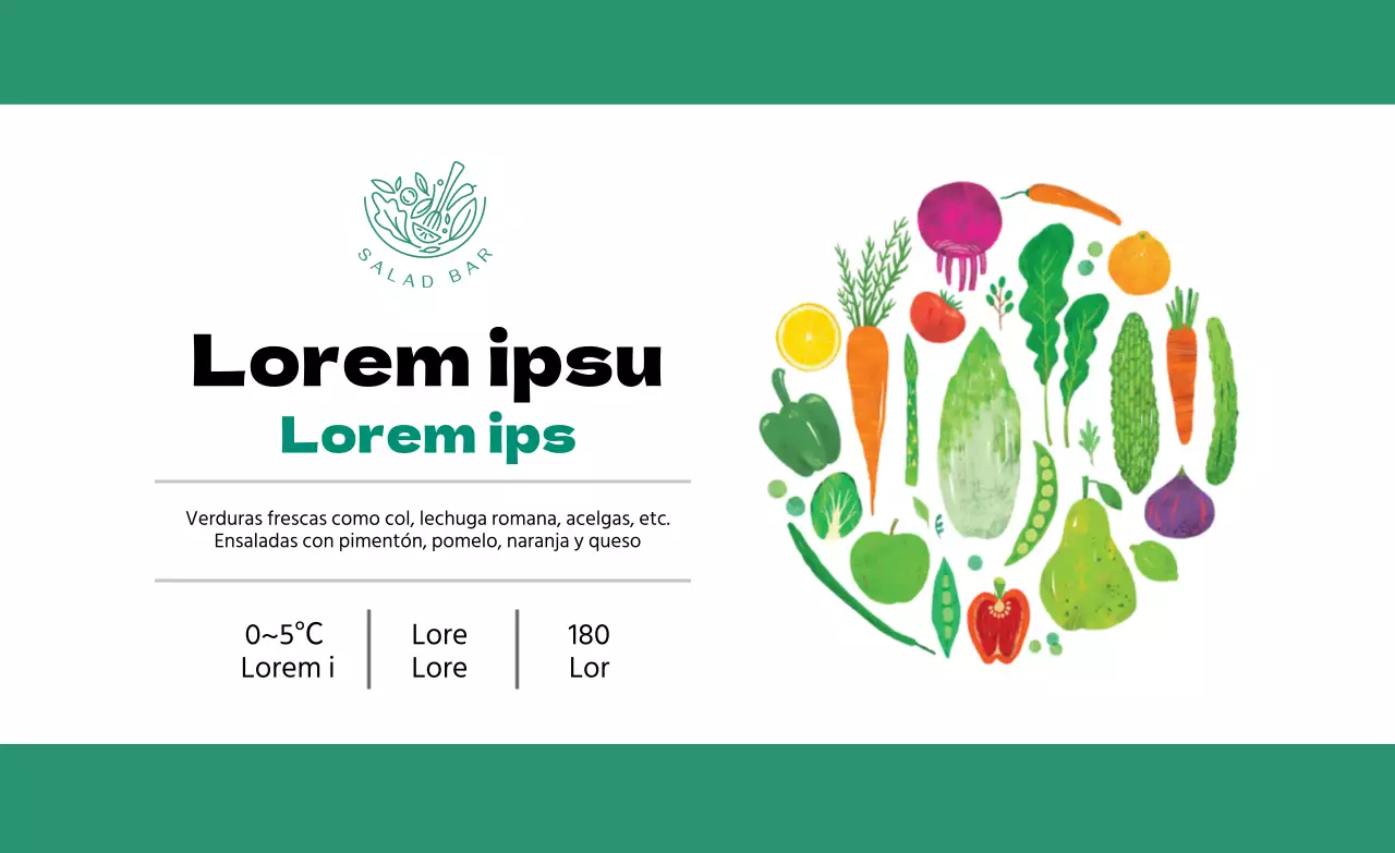 Ilustración abstracta etiqueta de ensalada