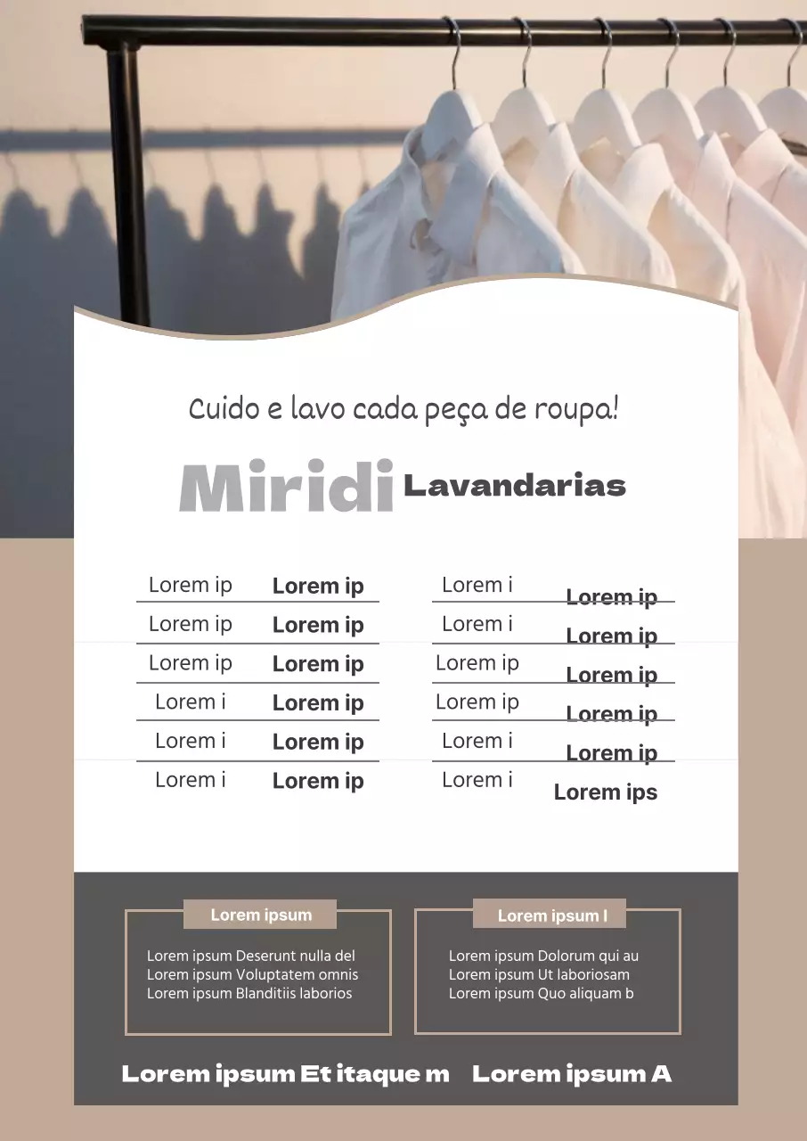 Letras fotográficas castanhas em destaque Promove uma lavandaria limpa