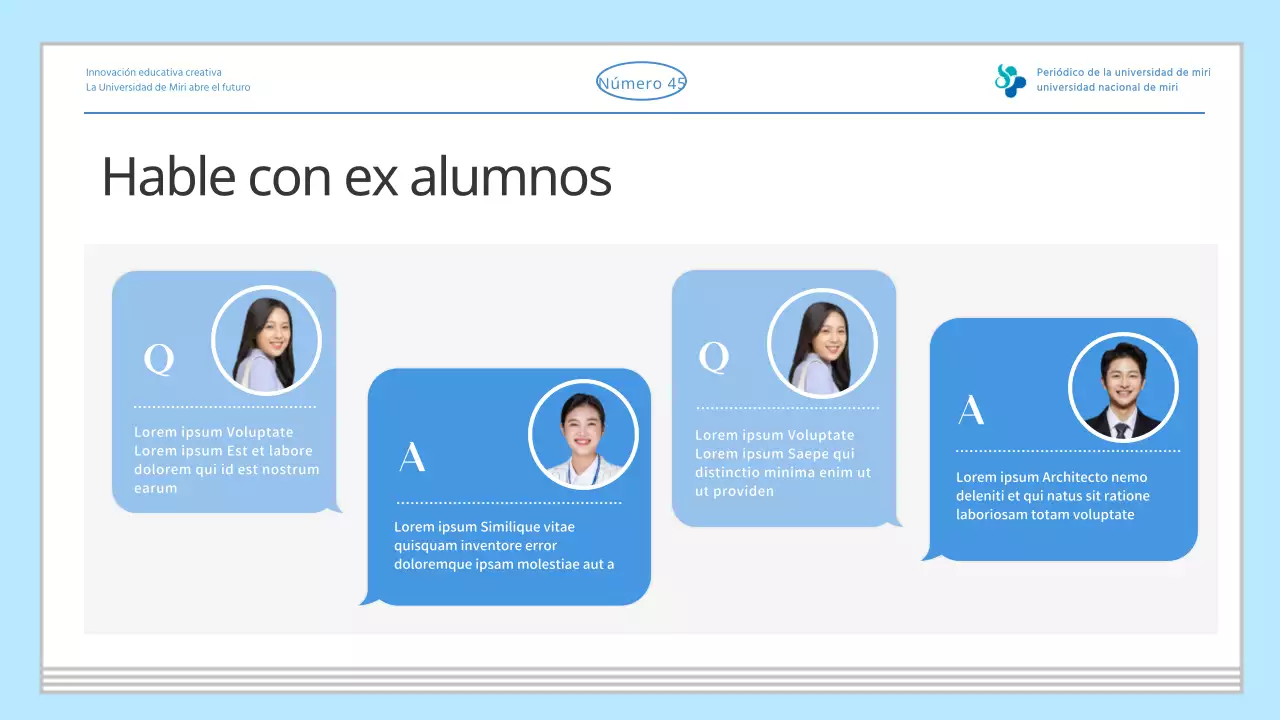 Periódico de presentación de información variada universitaria sencilla de color azul claro