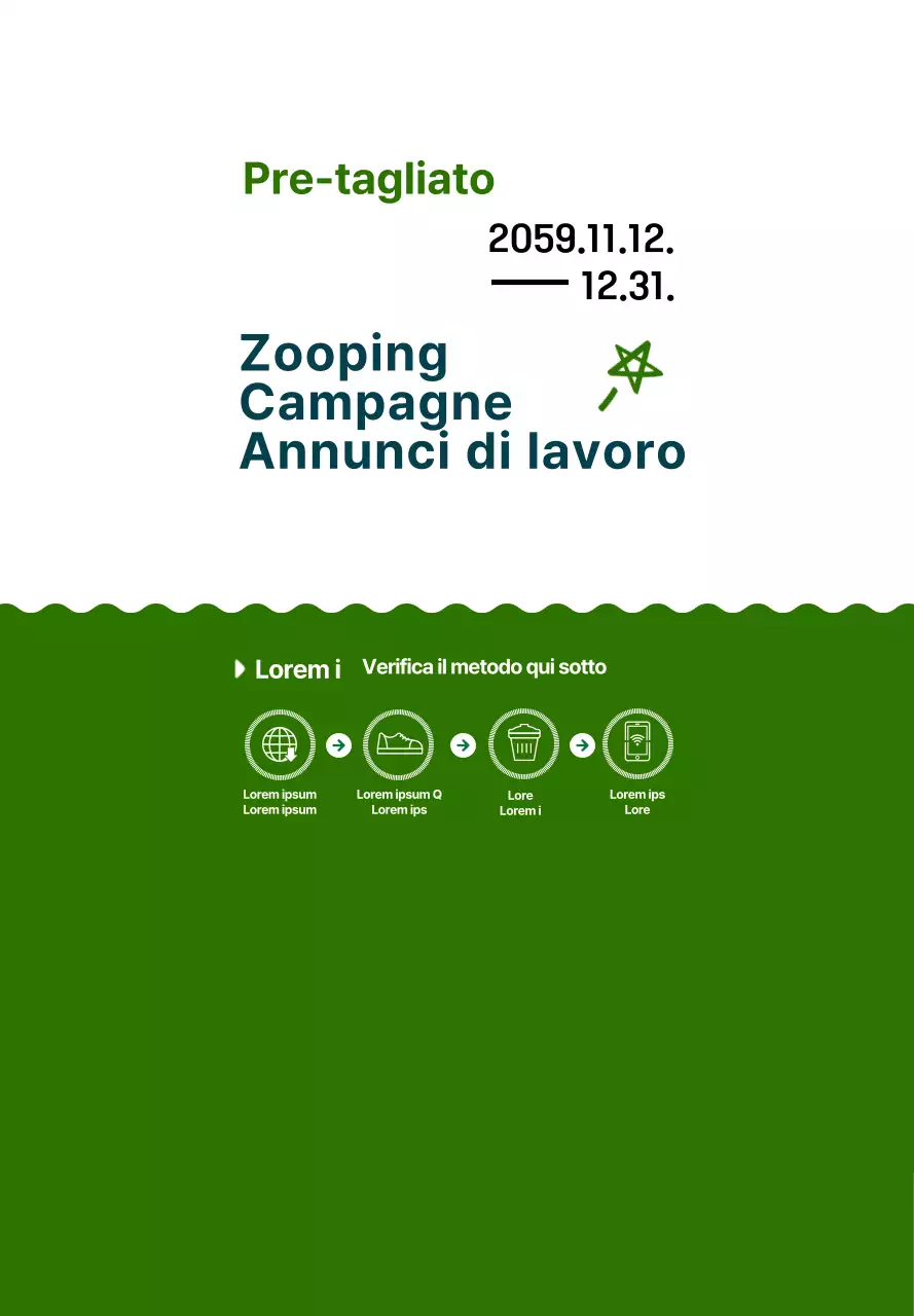 Una campagna semplice e simpatica in stile illustrazione in blu navy e verde.