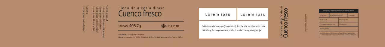 Etiquetas beige para envases de ensalada