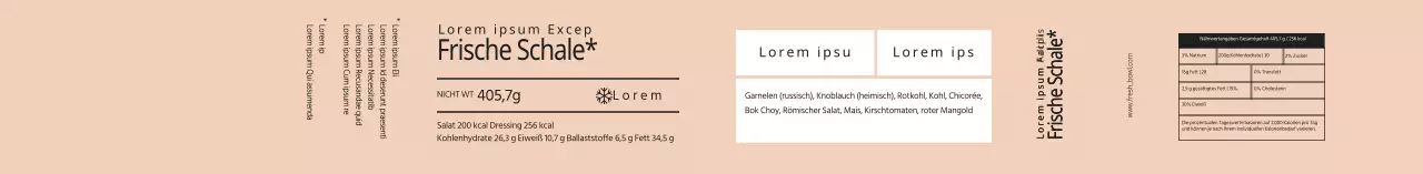 Beigefarbene saubere Etiketten für Salatverpackungen