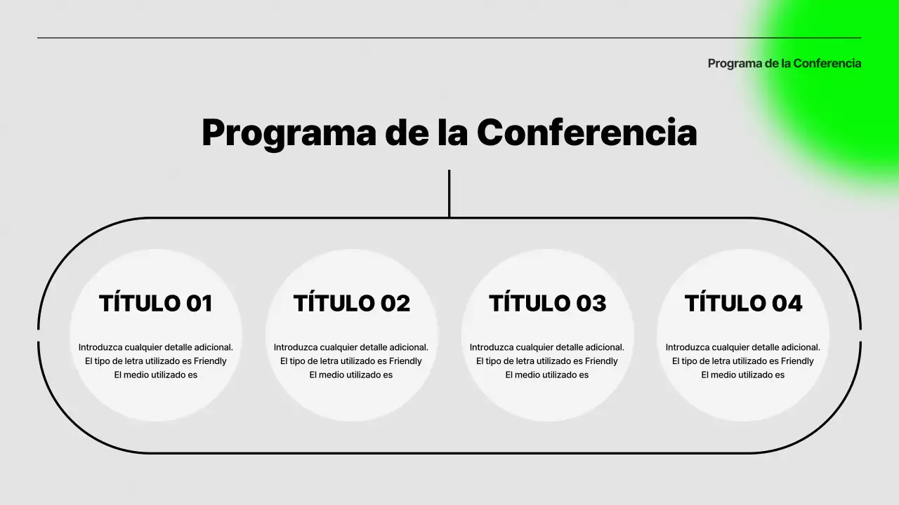 Sencilla presentación de orientación para conferencias en gris y verde lima