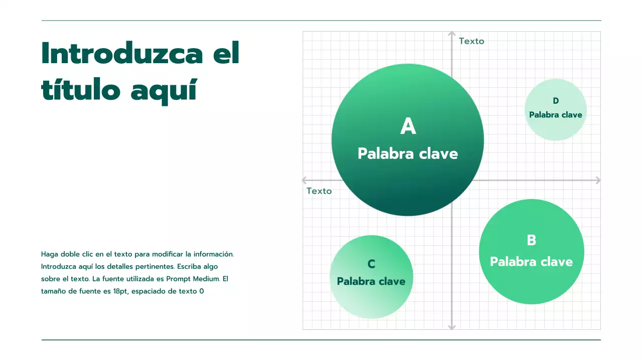Presentación con varios gráficos en degradado verde