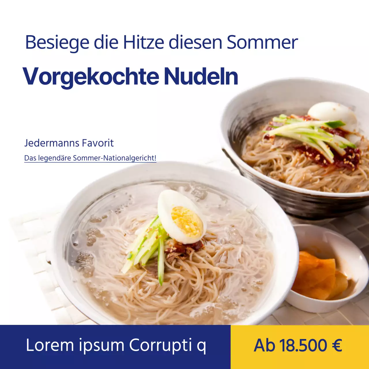 Blauer Sommer Kalte Nudeln Nationale Lebensmittel Sommerköstlichkeiten Sommermenü Angebote