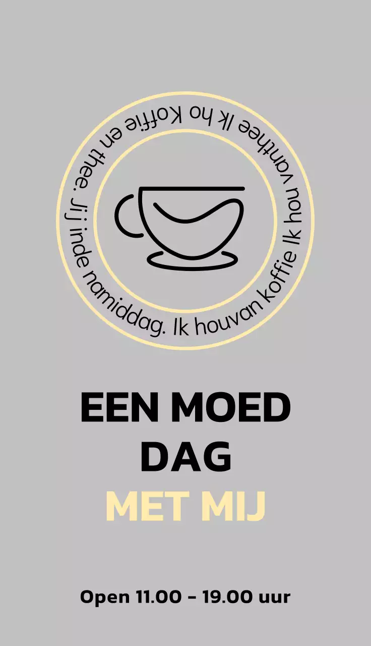 Promoot je café met een eenvoudig zwart en geel cirkelvormig logo