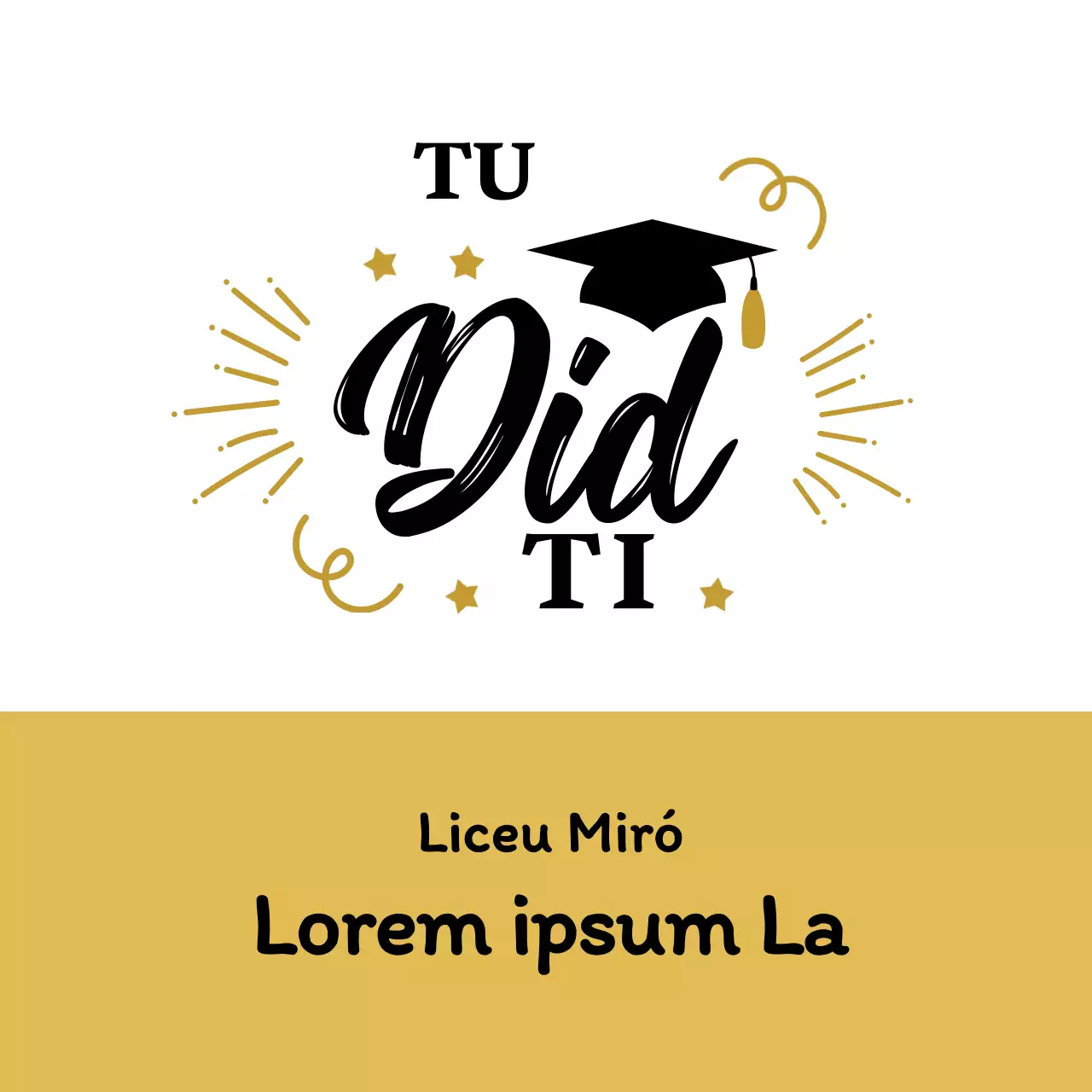 Ilustração em preto e dourado da festa de formatura