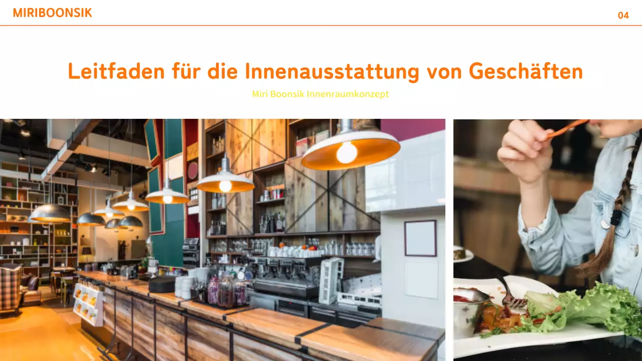Profil eines Catering-Unternehmens mit orangefarbenen und gelben Farbakzenten und Fotolayout