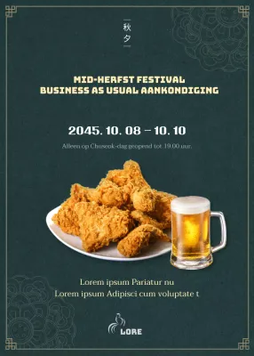 Een gids voor de normale kantooruren van Chuseok in donkergroen en lichtgeel