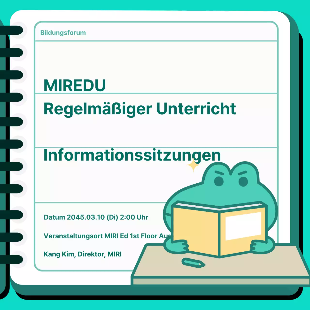 Türkisfarbenes NotizbuchNiedlicher CharakterIllustrationRevisedRegulatory Meeting