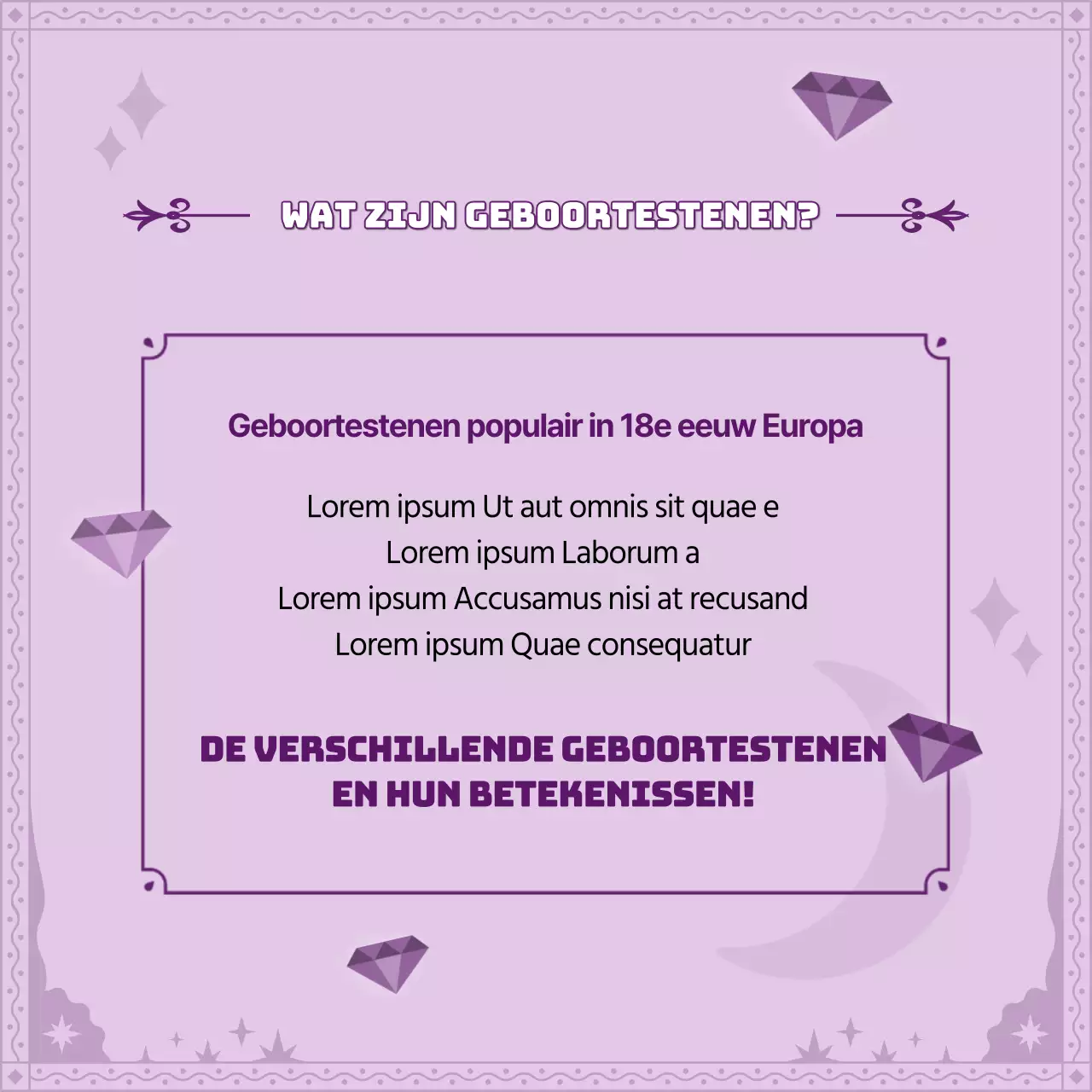 Paarse Tarotkaart Concept Geboortesteen KaartenNieuws Ontwerp