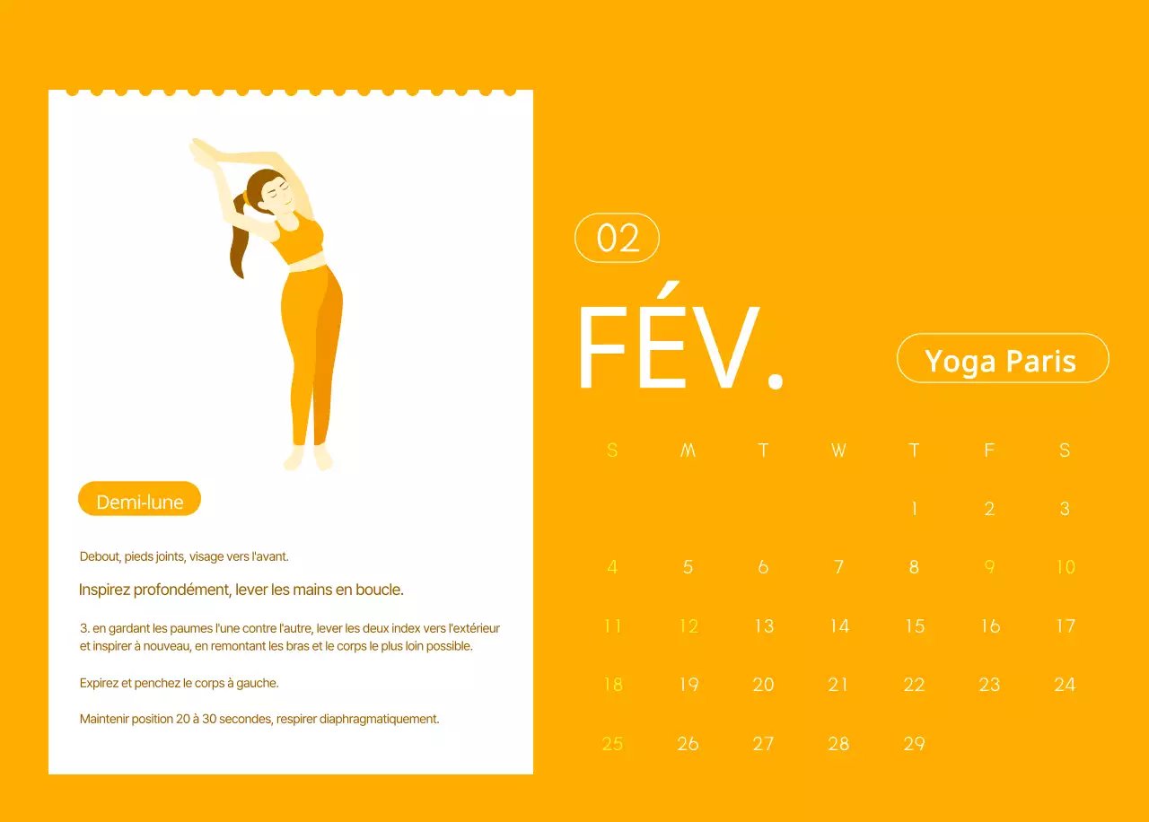 Calendriers orange à distribuer lors de la promotion de votre studio de yoga