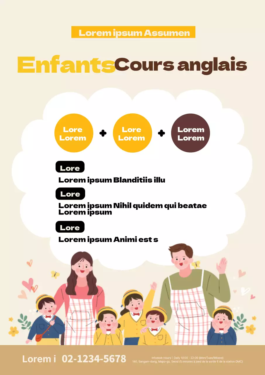 Illustration jaune promotion de l'école anglaise