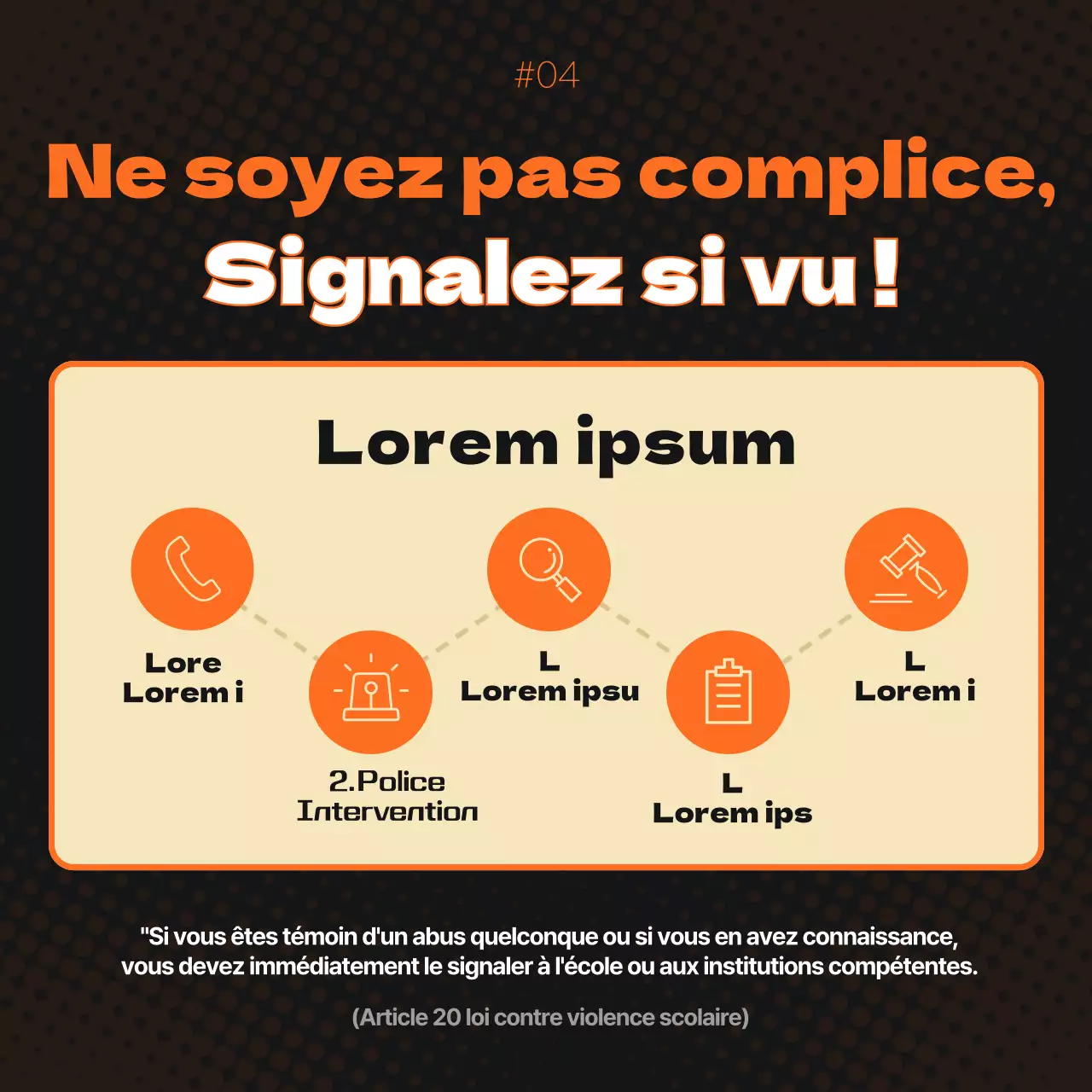 Promotion de l'éradication de la violence scolaire en orange