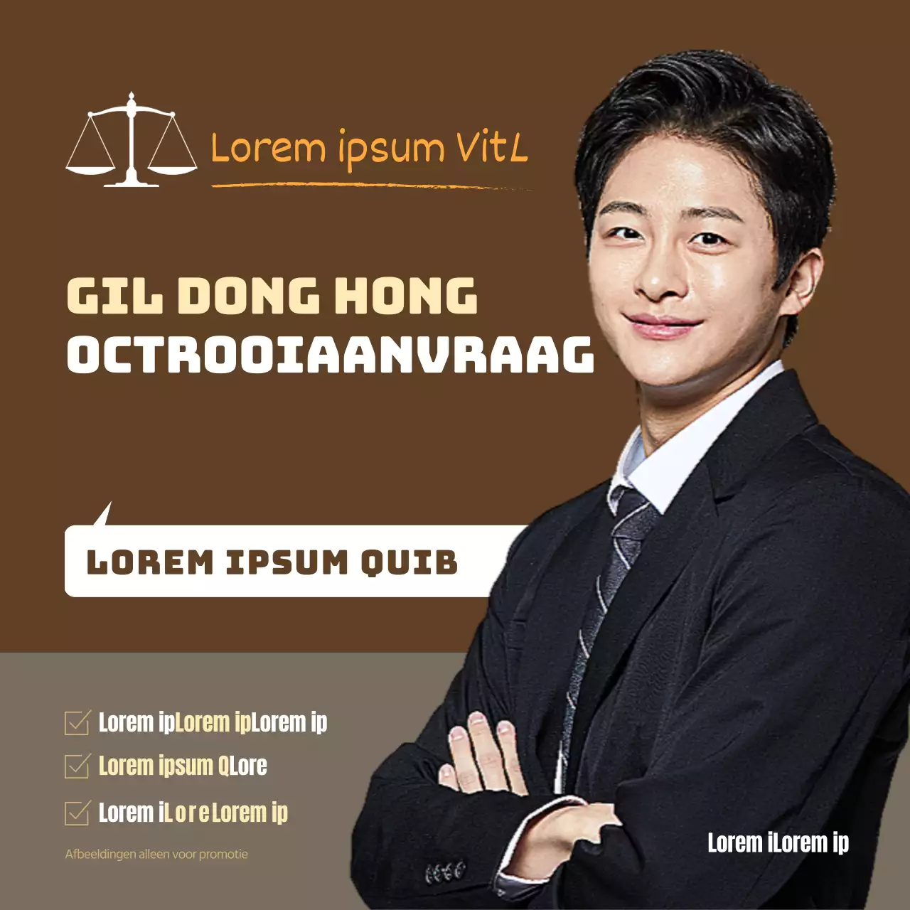 Octrooiaanvraag octrooigemachtigde kantooroverleg met portret op bruine achtergrond