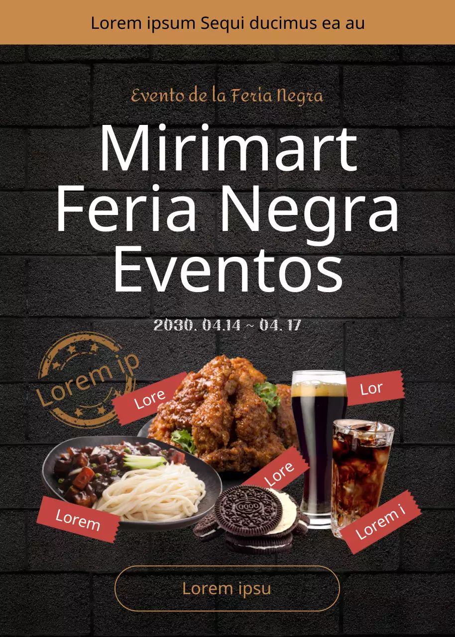Ventana emergente de las rebajas de comida del Black Friday con un tema de ladrillos negros