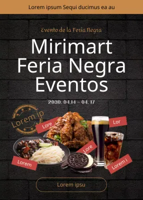 Ventana emergente de las rebajas de comida del Black Friday con un tema de ladrillos negros