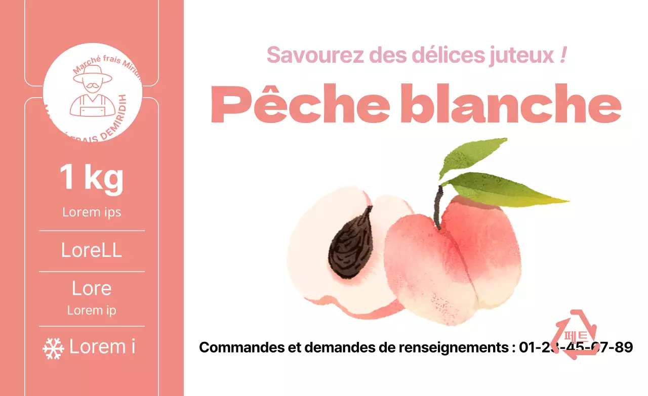 Illustration des produits de l'été, pêche, autocollants simples par couleur