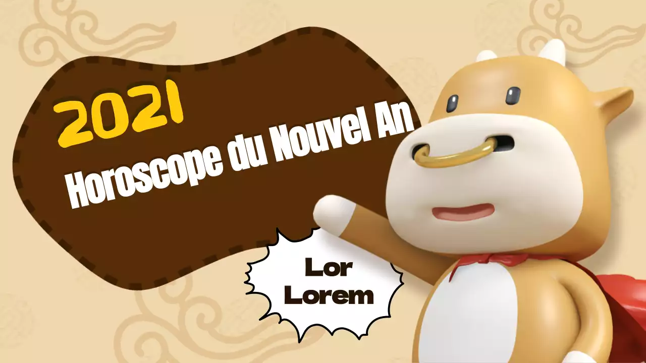 Horoscope du Nouvel An traditionnel beige et mignon