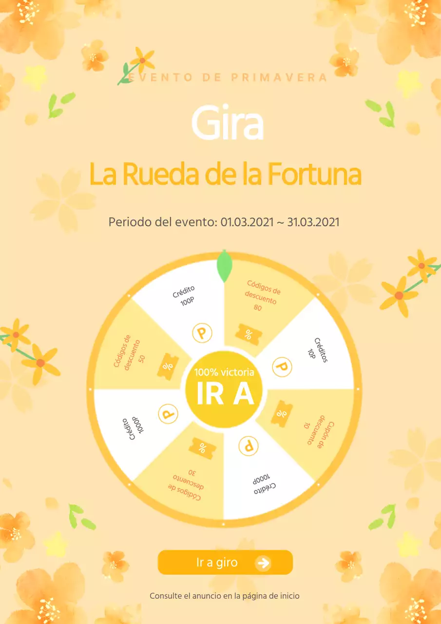 Tema de la rueda de la suerte en naranja