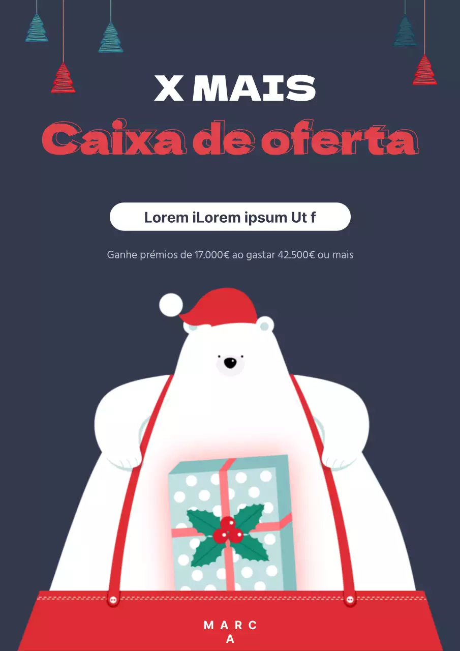 Promover um evento de Natal com uma personagem de urso polar azul-marinho