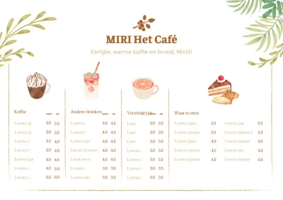 Witte achtergrond groen geruit café menu illustratie horizontale poster