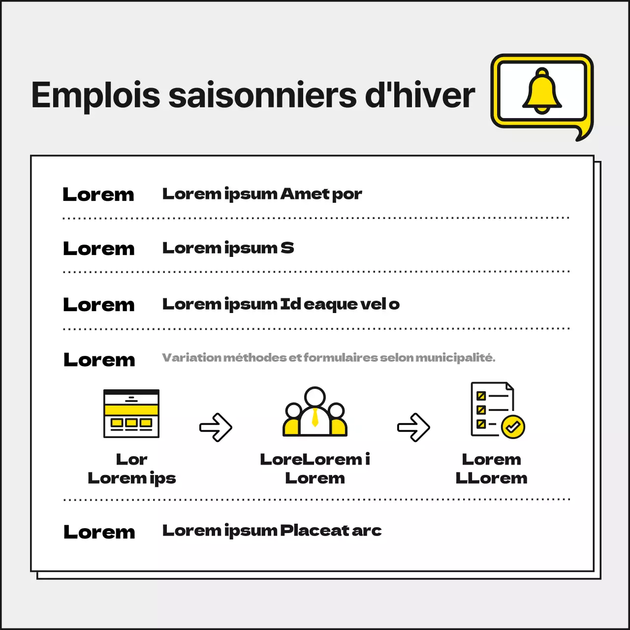 Des étudiants jaunes et monotones, soignés et mignons, à la recherche d'un emploi à temps partiel dans les bureaux du gouvernement en hiver.