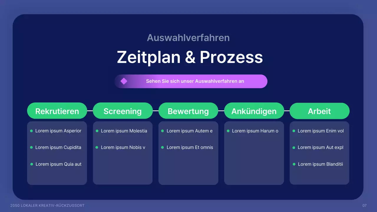 Anwerbung lokaler Kreativer mit Formen in Marineblau und Akzentfarben