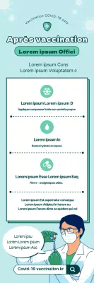 Instructions illustrées bleu clair et vert pour la vaccination contre le coronavirus