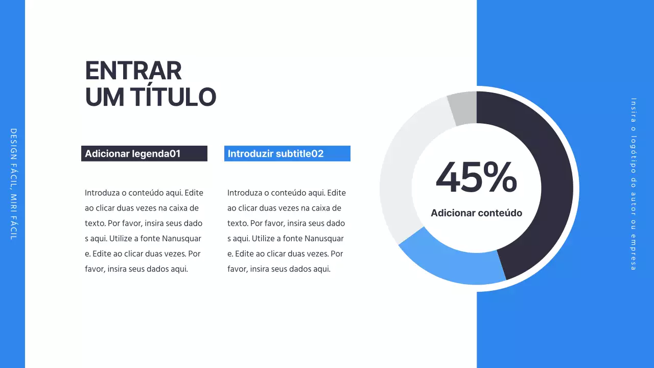 Infografia de um gráfico de rosca simples em azul