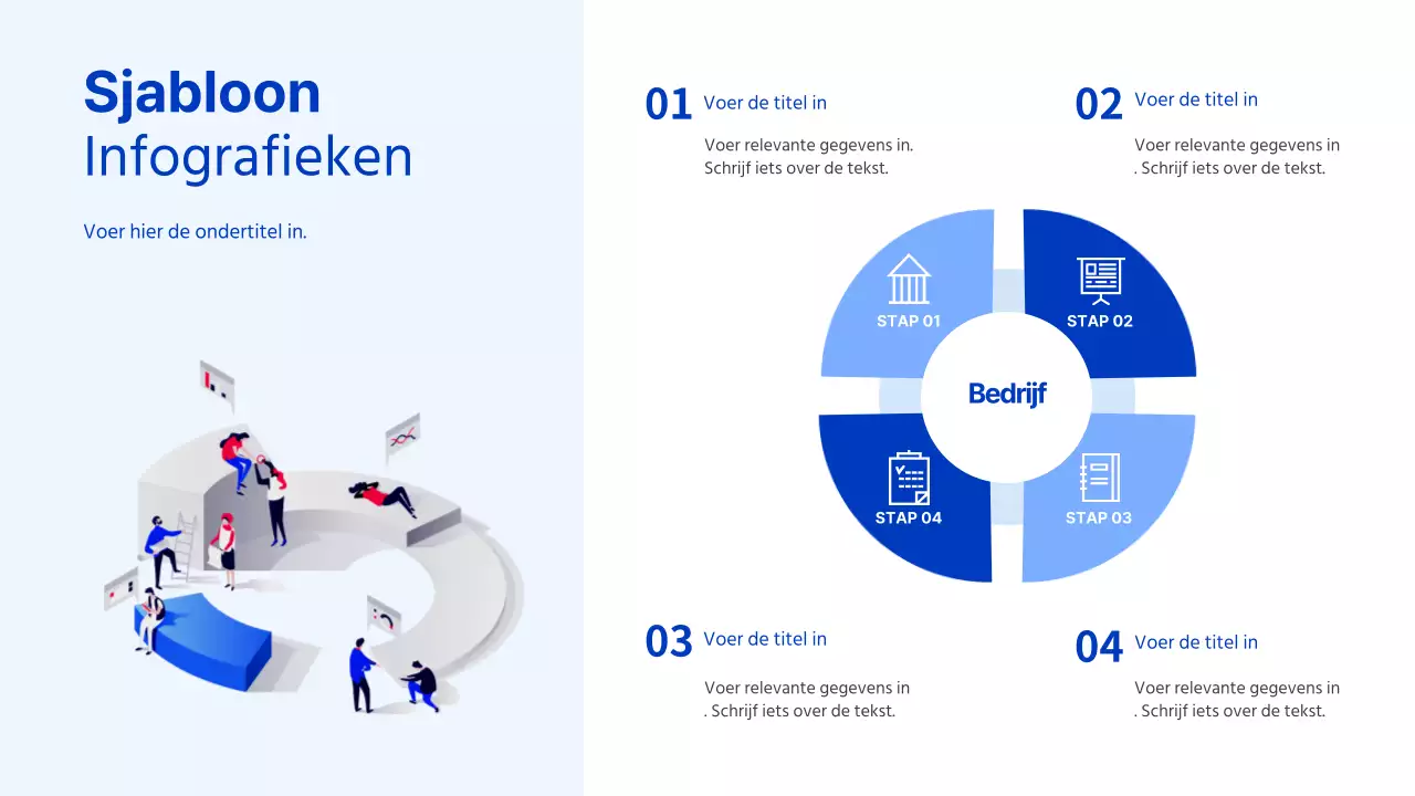 Bluetone Infografieken Sjablonen Grafieken Fase 4 Bedrijfsvergadering Teamwork