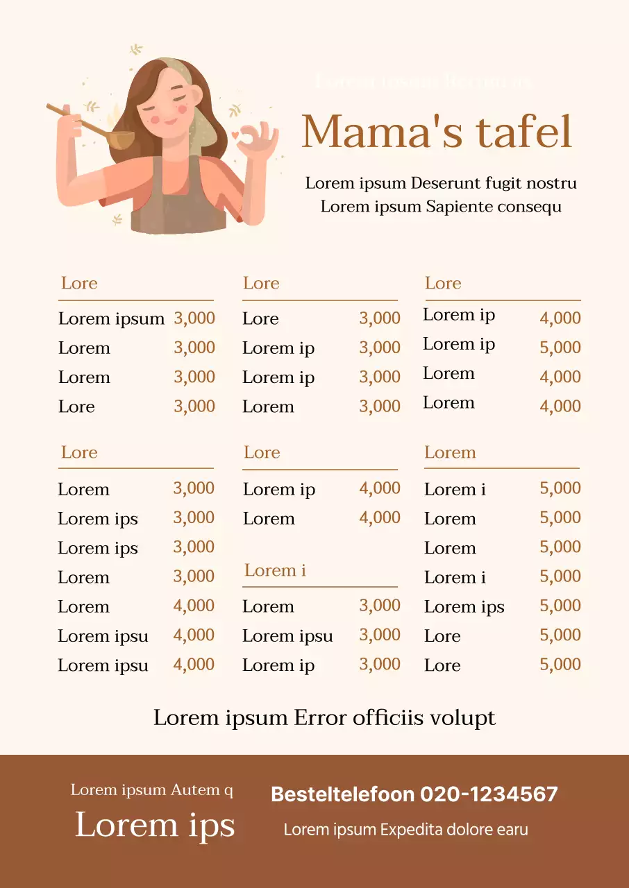 Bruine illustratie schoon restaurant koreaans menu