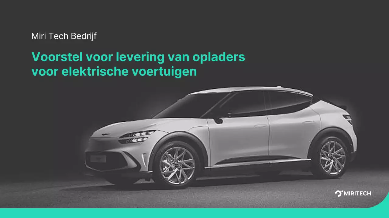 Voorstel voor de levering van opladers voor elektrische voertuigen in turkoois en grijs Voorstel voor de levering van onderdelen voor een B2B-transactie Miritech