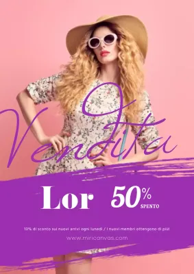 Manifesto semplice per eventi scontati in viola