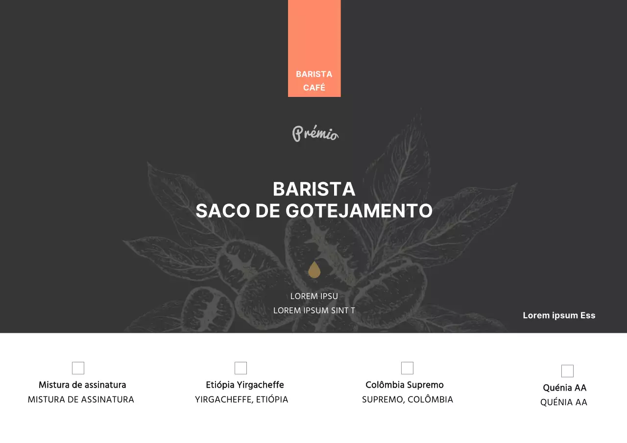 Café com ilustração de feijão de tom castanho Informações sobre o produto