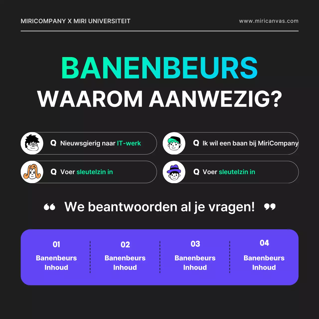 Een online vacature voor een IT-ontwikkelaar met een city-pop gevoel, met geometrische vormen in zwart en neonkleuren.