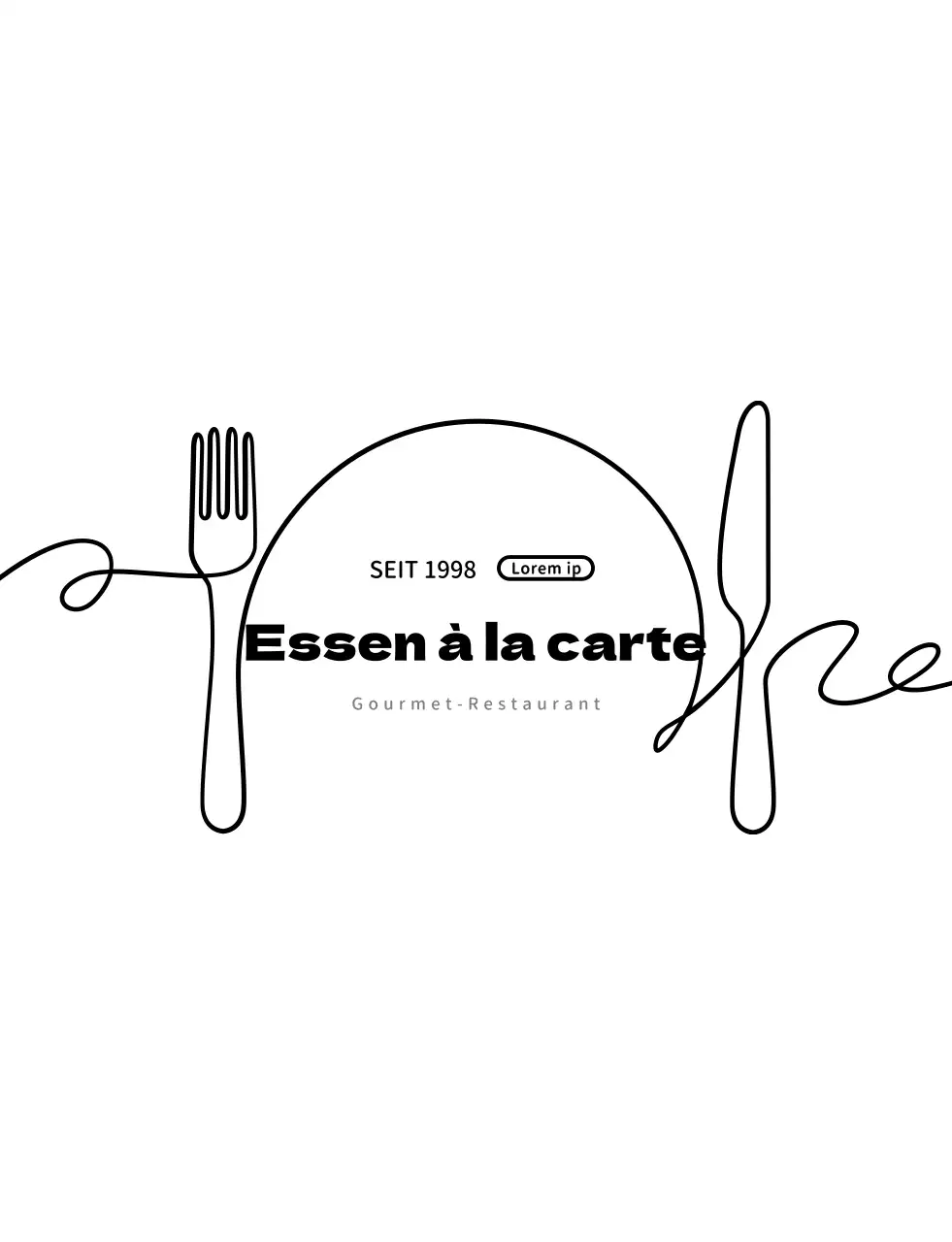 Einfaches Restaurant-Logo in Weiß und Schwarz