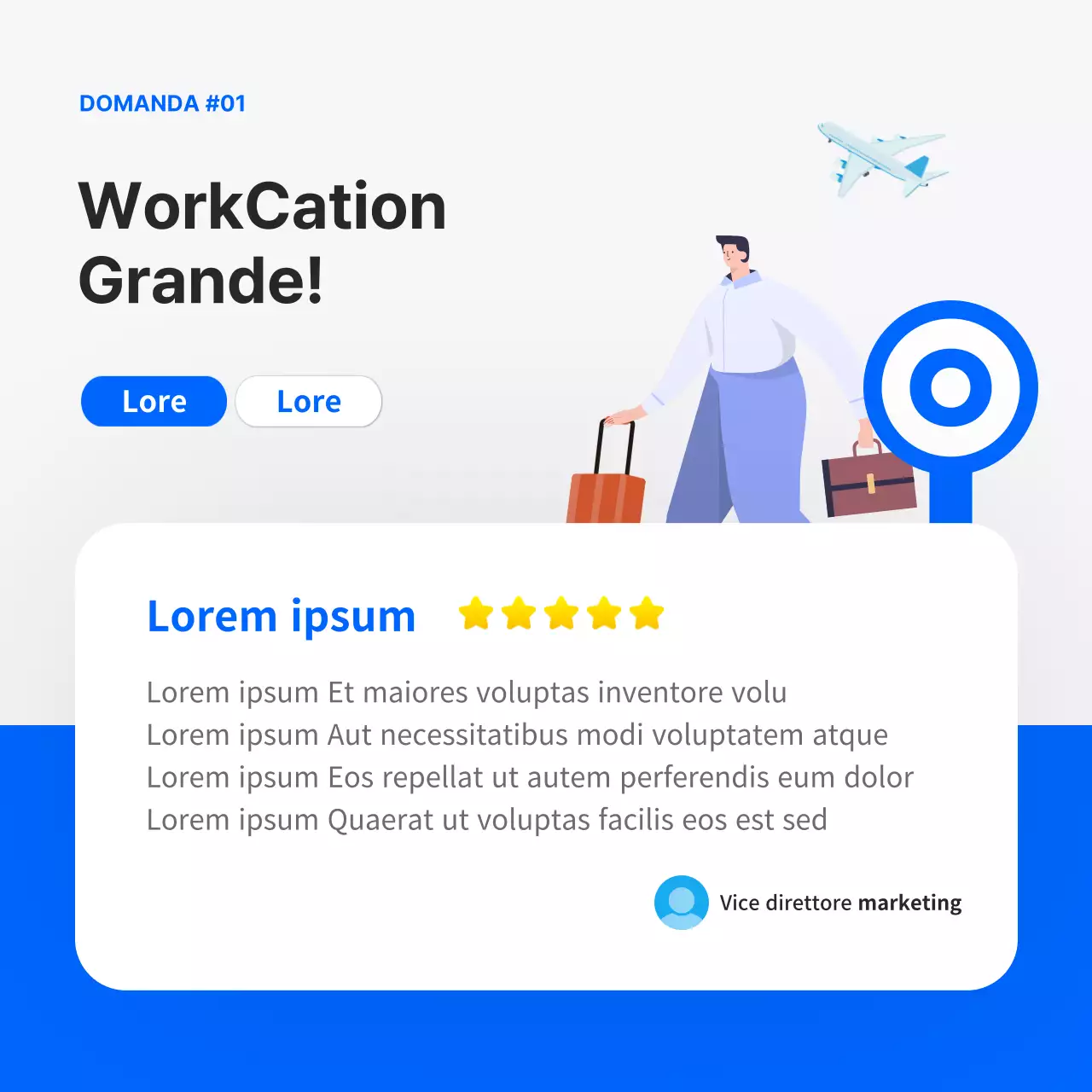 Dibattito sul posto di lavoro blu pulito cardnews design