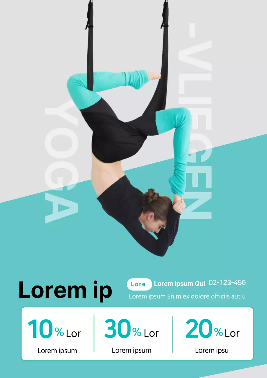Eenvoudige vliegende yoga promotiebanner in mint
