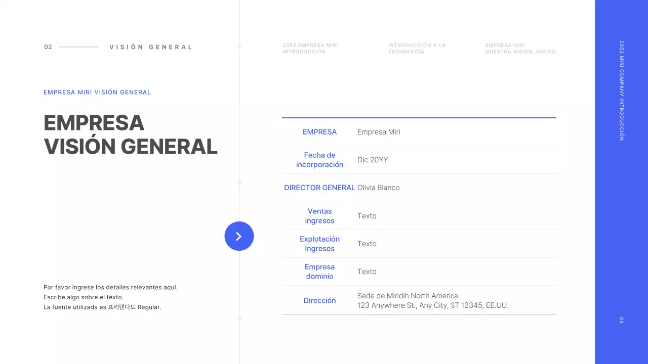 Concepto de línea básica en azul y blanco Perfil de la empresa