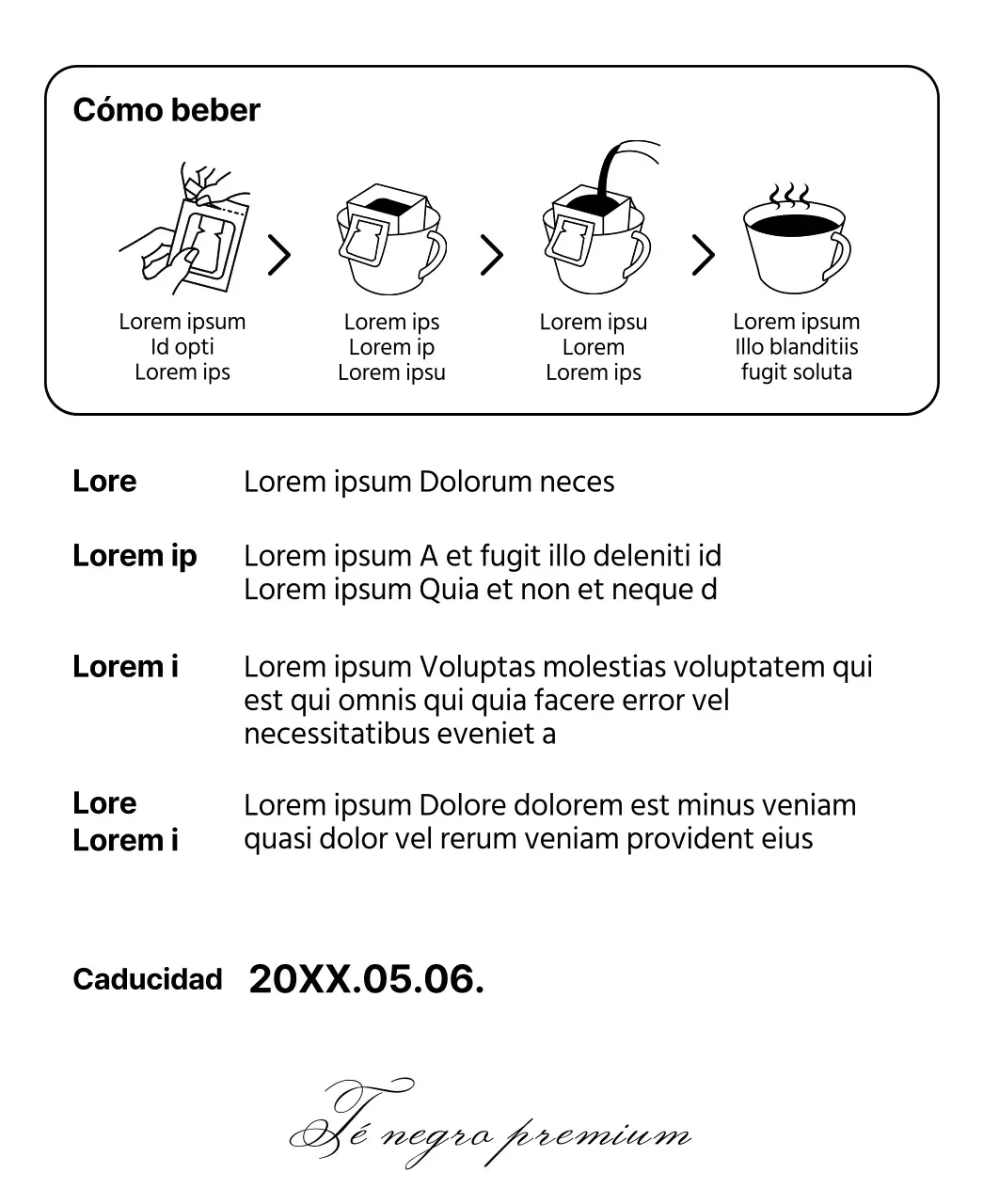 Ilustración de línea Paquete de té negro