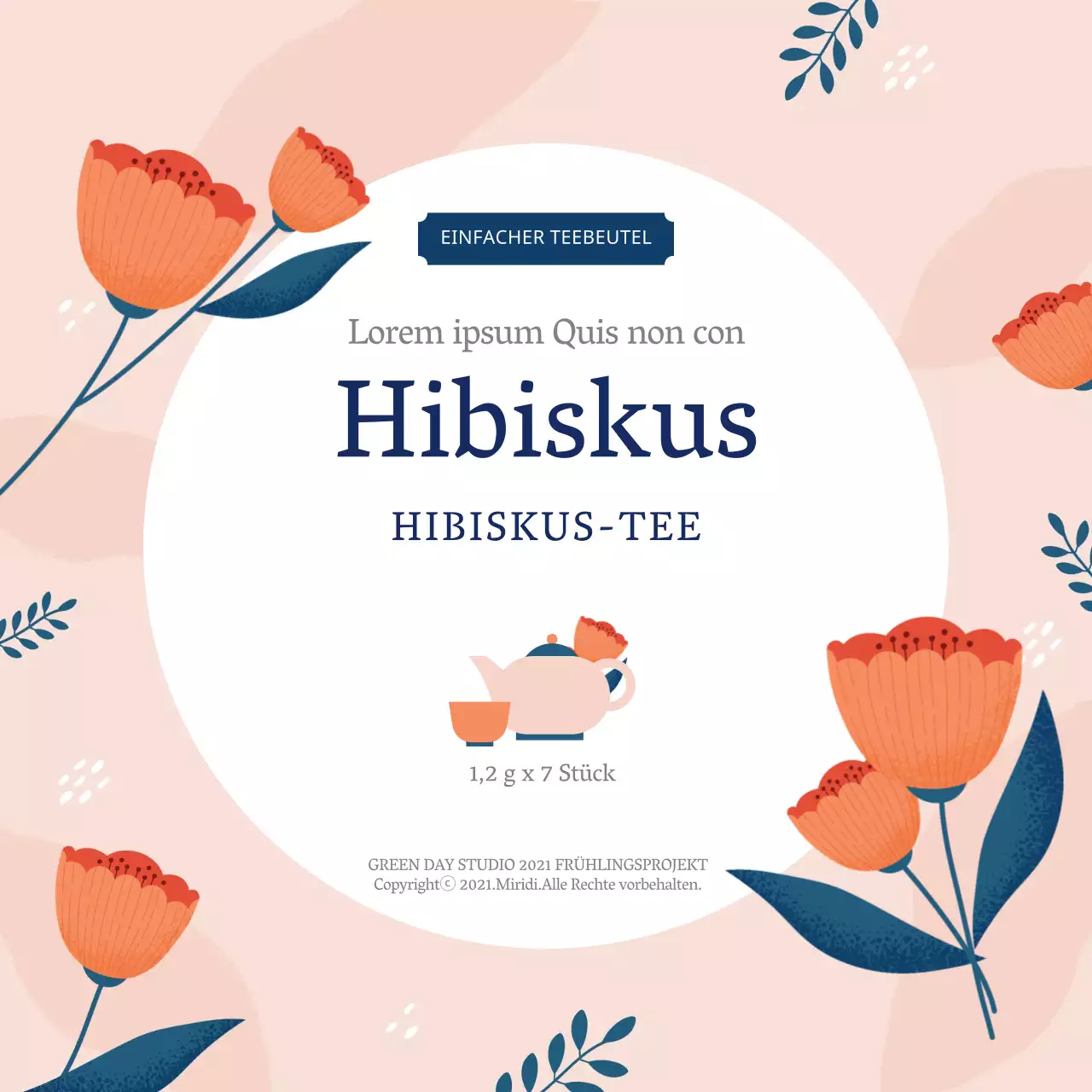 Rosa Illustration ordentlich Lebensmittel Hibiskus Tee Etikett