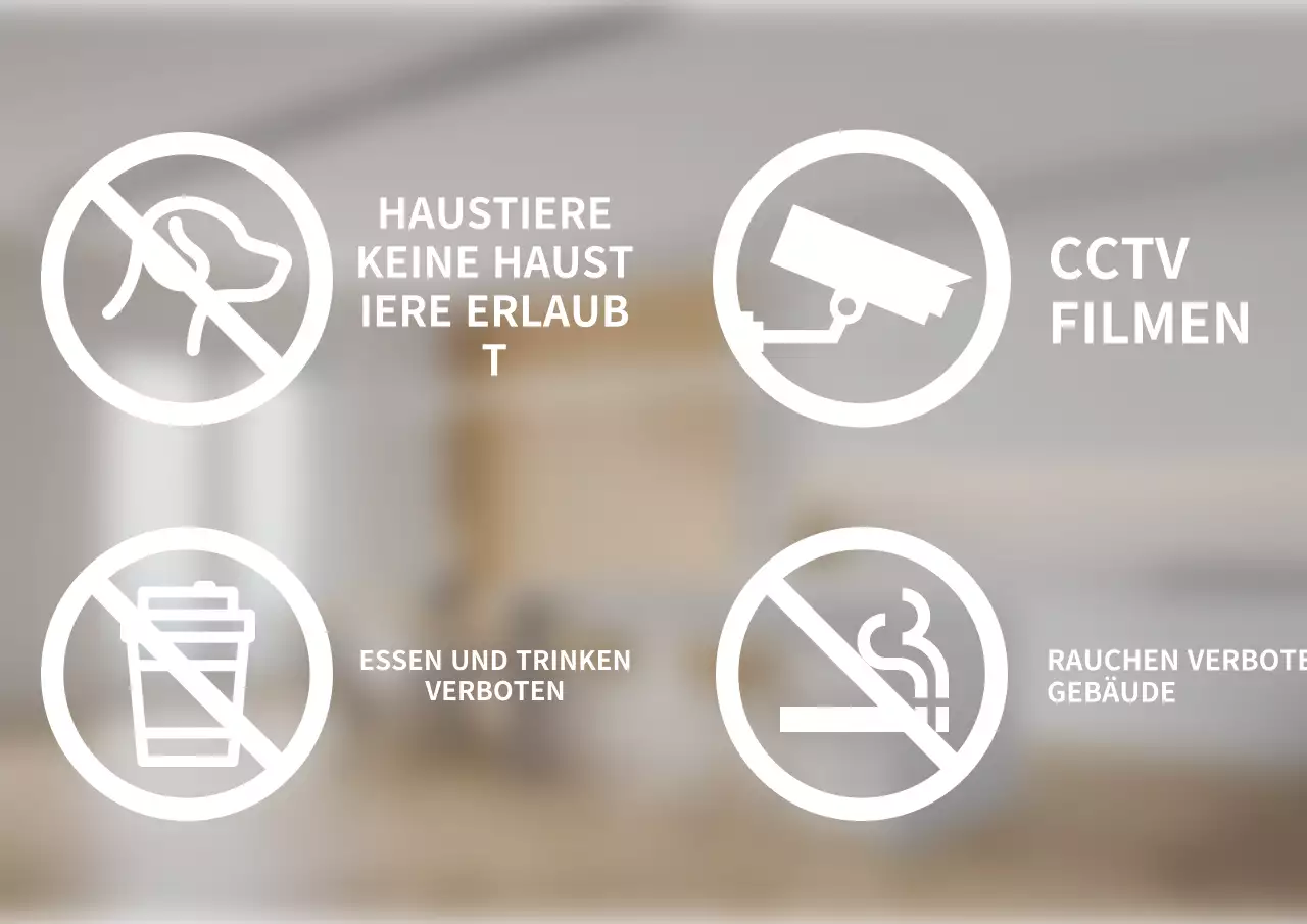 Einfacher weißer Piktogramm-Schriftzug-Aufkleber