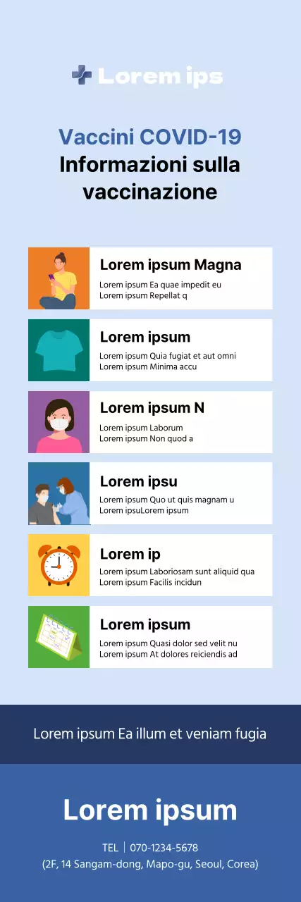 Vaccinazione contro il Coronavirus X-banner con tabelle e illustrazioni a colori
